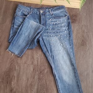 Pearl embellished jeans